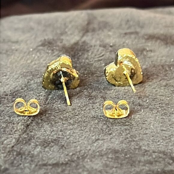 Gorgeous Titanium Druzy Heart Shaped Stud Earrings - Picture 5 of 7